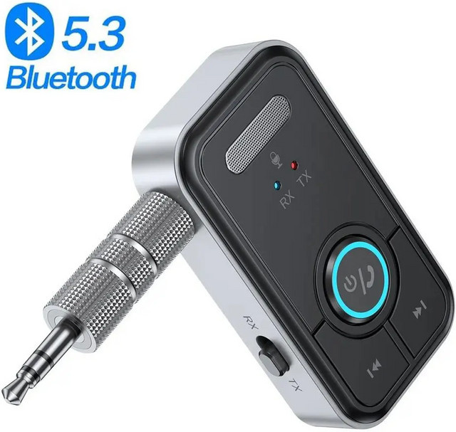Kebidumei Bluetooth 5.3 Sender und Empfänger Adapter mit 3,5 mm Klinkenanschluss für Auto, Kopfhörer und Lautsprecher - Bild 1