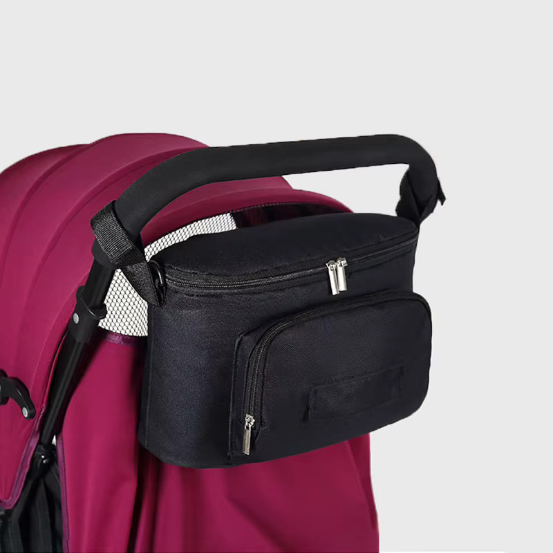 Kinderwagen Organizer Tasche mit Haken in Schwarz für Kinderwagen und Rollstühle - Bild 1