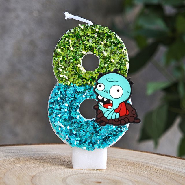 Potdemiel Plants Vs Zombies Zahlenkerzen 0-9 für Kinder Geburtstag und Party, Mehrfarbig - Bild 1