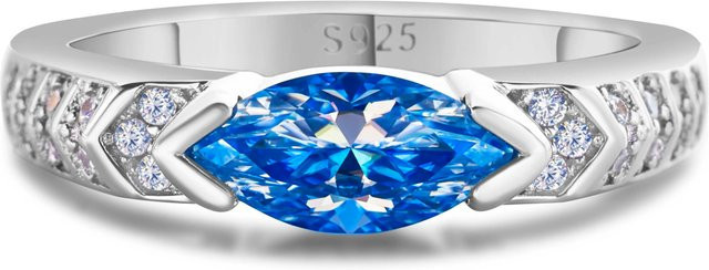 Ring Moissanit, 925 Silber, 18k Vergoldet, Damen - Bild 1