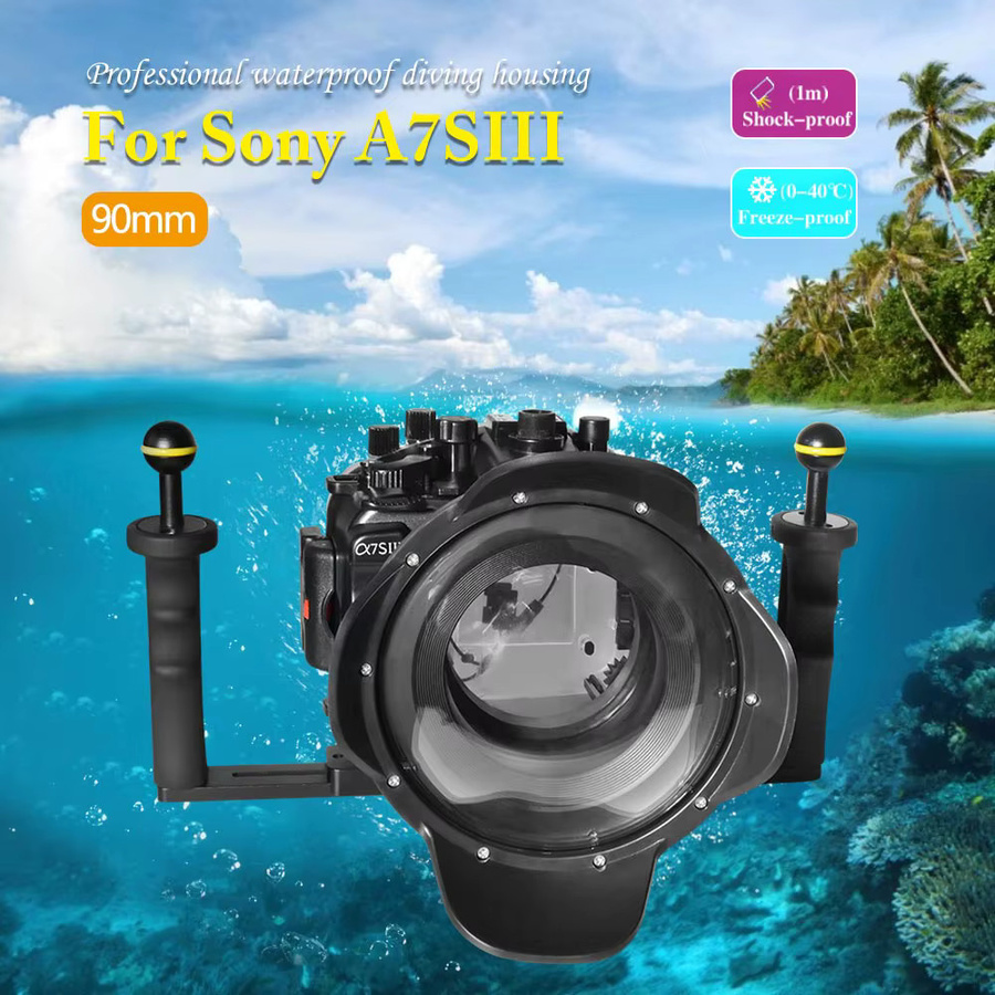 Seafrogs Unterwasserkamera Tauchgehäuse aus Aluminiumlegierung mit Blitz-Tablett und Dome Port für Sony A7SIII, Schwarz - Bild 4