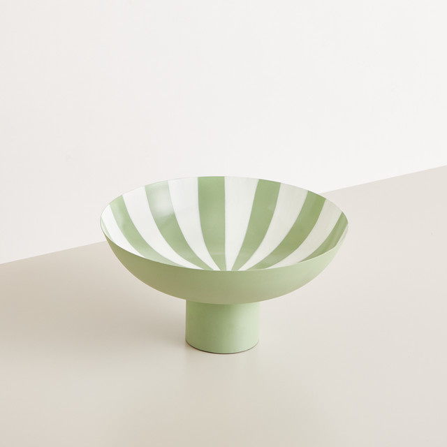 Moderne Metallschale von BLUME2000 in Olivgrün gestreift, Durchmesser: 14 cm - Bild 1