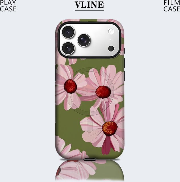 Potdemiel Pink Daisy Delight Robuste Handyhülle für iPhone 17 16 15 14 13 Pro Max Plus mit Magnetfunktion in Pink - Bild 1