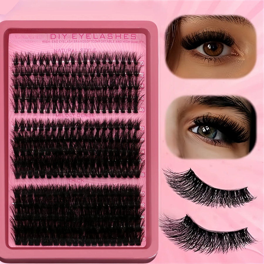 LIMEIKAI Wimpernbüschel, 300 Stück, Katzenaugen-Stil, 10-16mm, Pink - Bild 5