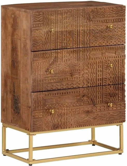 vidaXL Kommode aus Massivholz Mango und Eisen in Braun, B/T/H: 55 x 30 x 76 cm - Bild 1