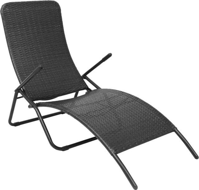 Furnicato Sonnenliege klappbar aus Poly Rattan und pulverbeschichtetem Stahlgestell in Schwarz, B/T/H: 147 x 95 x 61 cm - Bild 1
