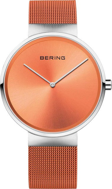 Bering Armbanduhr Edelstahl, Quarz, 39 mm, Orange, Unisex - Bild 1