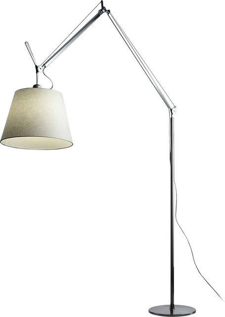 Artemide Tolomeo Mega 42 Terra LED-Stehleuchte in Silber und Beige mit Pergament-Schirm, dimmbar, warmweißes Licht (3000K) - Bild 1