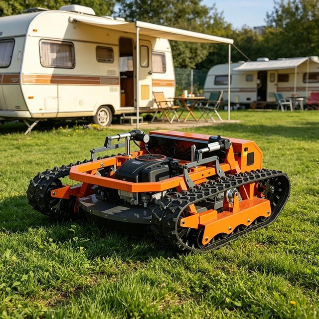 SAAO Nullwendekreismäher für professionelle Landschaftspflege mit 60 Zoll Mähwerk und Überrollbügel in Rot und Orange - Bild 1