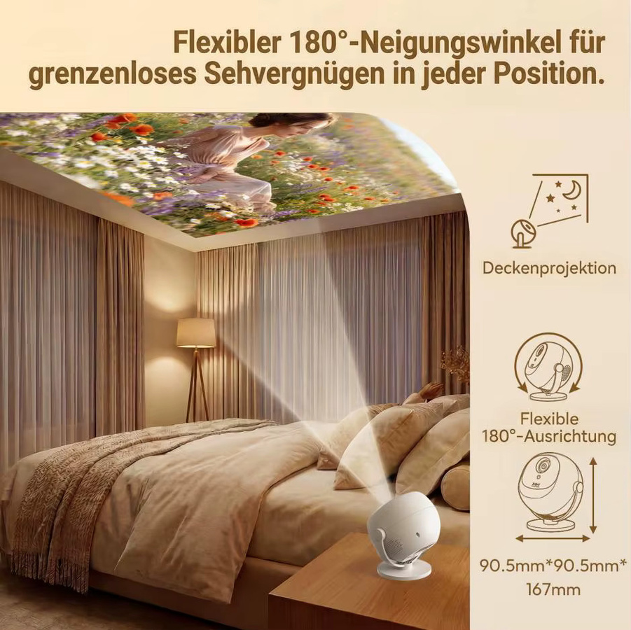 XGODY 4K Heimkino Projektor mit 360 ANSI, Android, elektrischem Fokus und Kurzdistanz-Funktion, Weiß - Bild 6