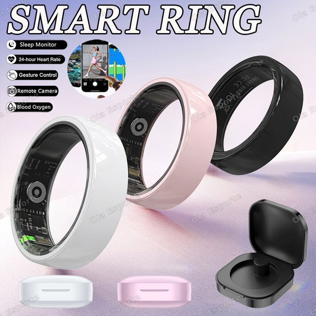 Ola Esporte Smart-Ring mit Herzfrequenz- und Stressüberwachung in Silber für Damen und Herren mit Gestensteuerung und Wasserfestigkeit - Bild 1