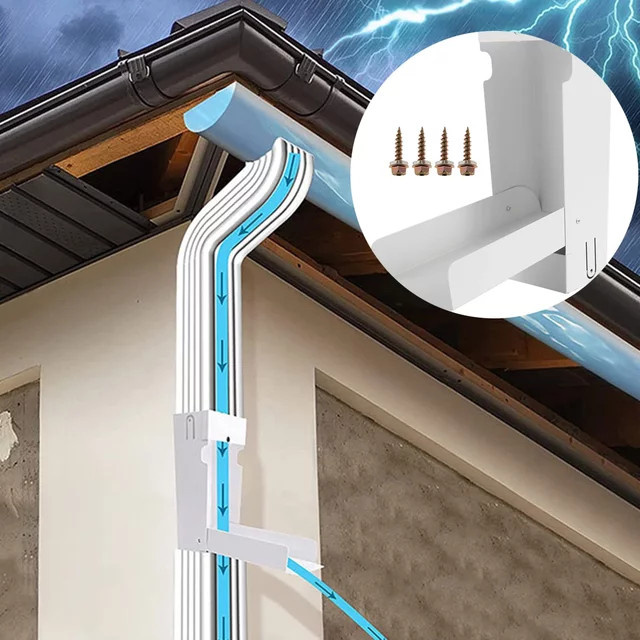 Rainwater Collection Umstellerhaus aus Metall in Weiß für 2 x 3 Zoll Standard-Fallrohre - Bild 1