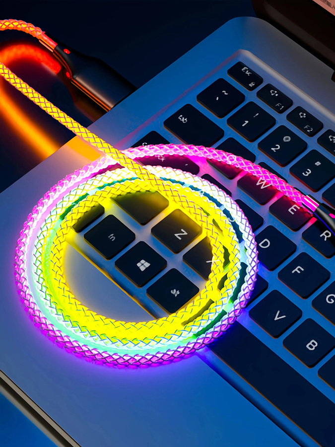 VBNM USB-C auf USB-C Schnellladekabel mit RGB-Atemlicht, Multicolour, kompatibel mit iPhone 16/15, Samsung S23/S22, Xiaomi 14/13 Pro und K60 - Bild 6