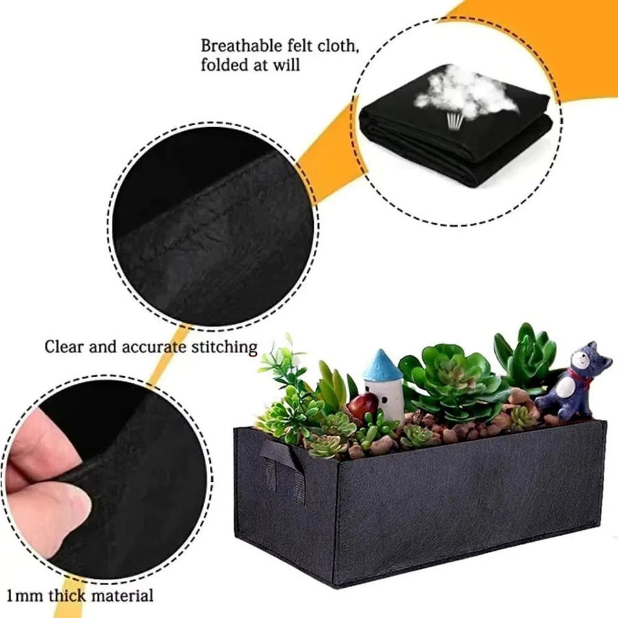 Quadratischer Pflanzbeutel aus schwarzem Filz für deinen Gemüsegarten - Bild 5