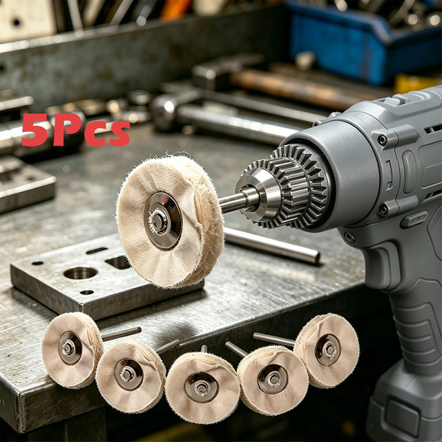 Vibratite 5er-Set T-förmige Baumwoll-Polierscheiben in Weiß für Dremel, Durchmesser: 25 mm, Dicke: 3 mm - Bild 1