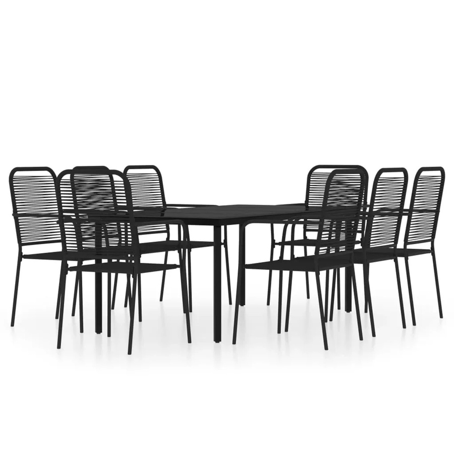 vidaXL 9-teilige Garten-Essgruppe aus Stahl und Glas in Schwarz - Bild 2