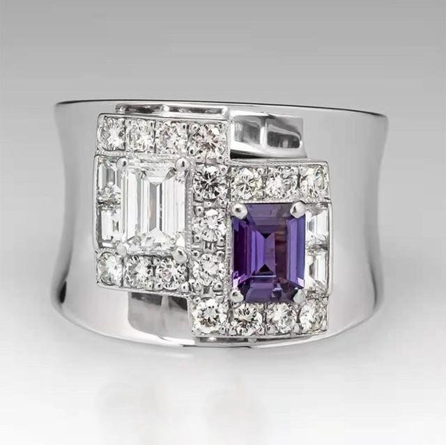 Mifeiya Zirkon-Ring, lila Naturstein, Weiß, Damen - Bild 1