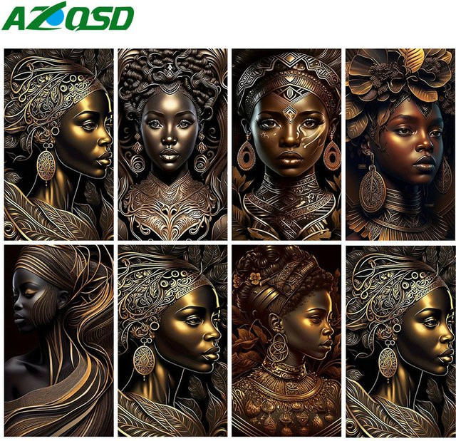 AZQSD Diamantmalerei Porträt Afrikanisch Indisch 5D DIY Mosaik Wanddekoration, B/H: 30 x 40 cm - Bild 1