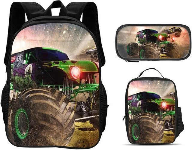 Monster Jam 3-teiliges Set aus Rucksack, Federmäppchen und Kühlpack in Multicolour aus Nylon - Bild 1