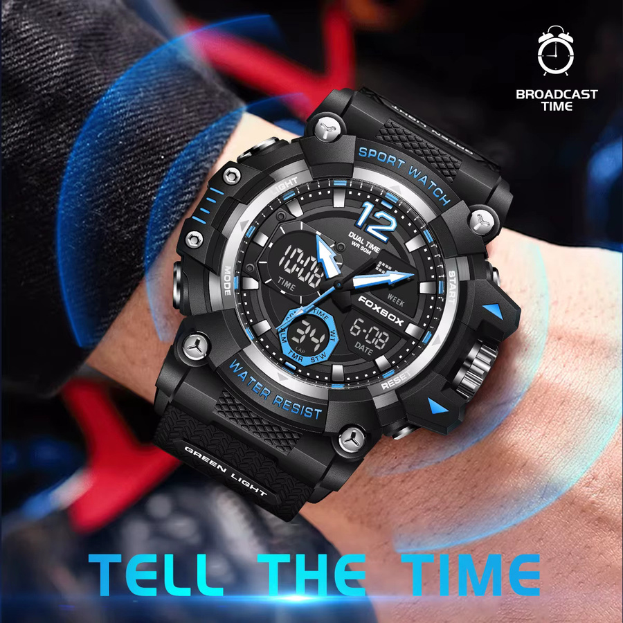 LIGE Armbanduhr Digitaluhr, Kunststoff, Edelstahl, Schwarz, Herren - Bild 2