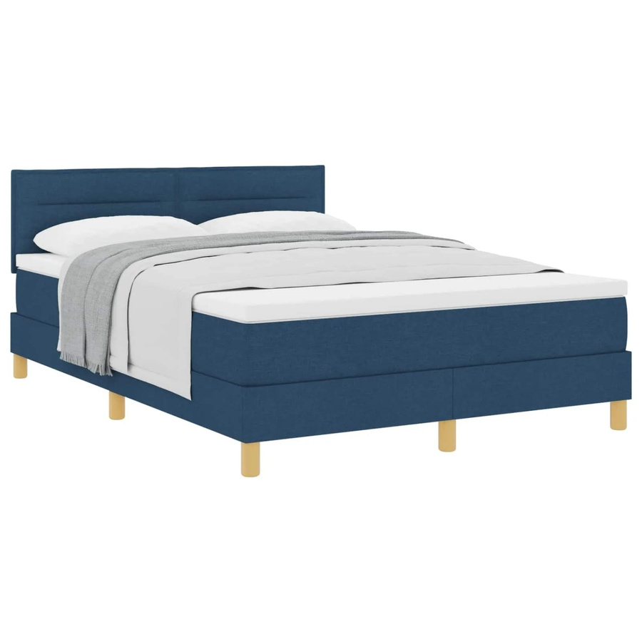 vidaXL Boxspringbett mit Matratze und Kopfteil in Blau, Hybridbett mit Taschenfederkern aus Stoff, B/T: 140 x 190 cm - Bild 2