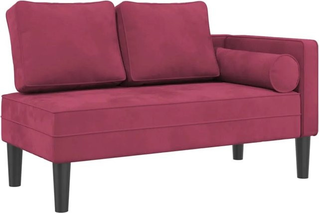 vidaXL Chaiselongue mit Kissen aus Samt in Weinrot - Bild 1
