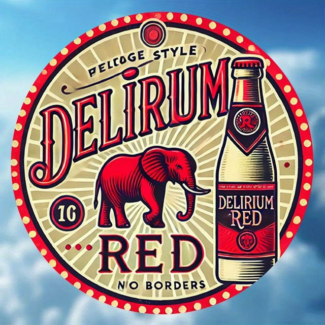 Delirium Red Beer Vintage Metallschild rund, Durchmesser: 20,32 cm, rotes Eisen-Wanddekor für den Innenbereich - Bild 1