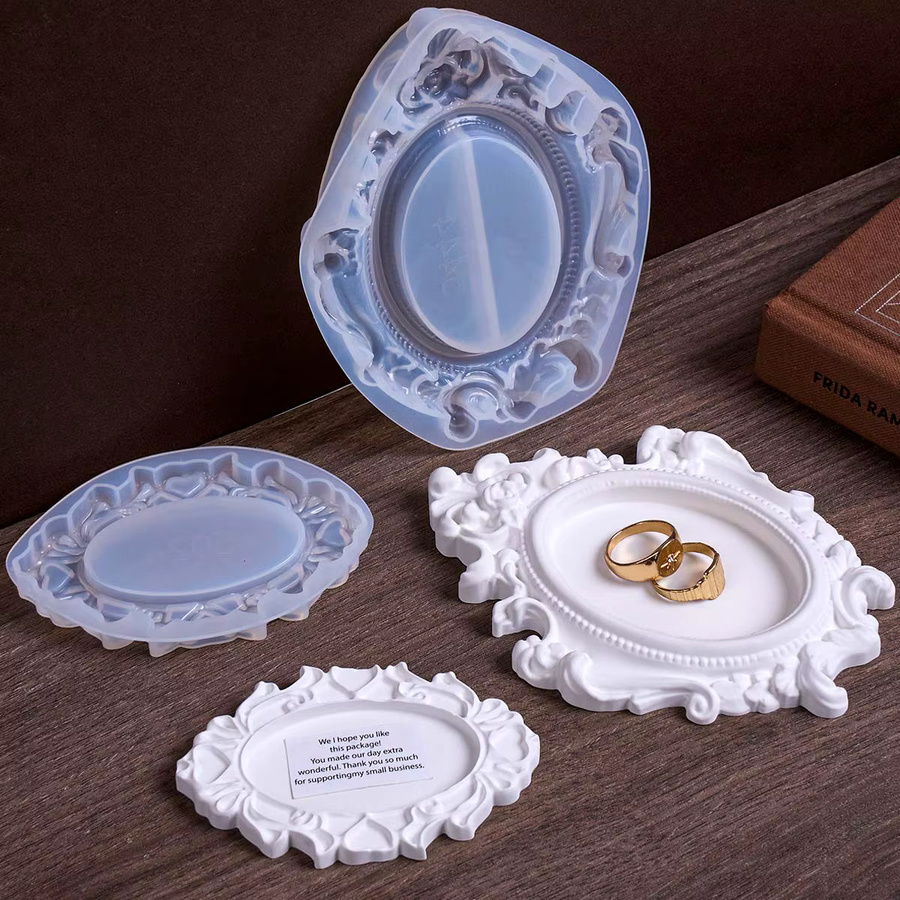 UDOCOOL Silikonform mit geprägter Spitze für DIY Vintage Design Schmuck und Deko-Platten in Ovalform - Bild 4