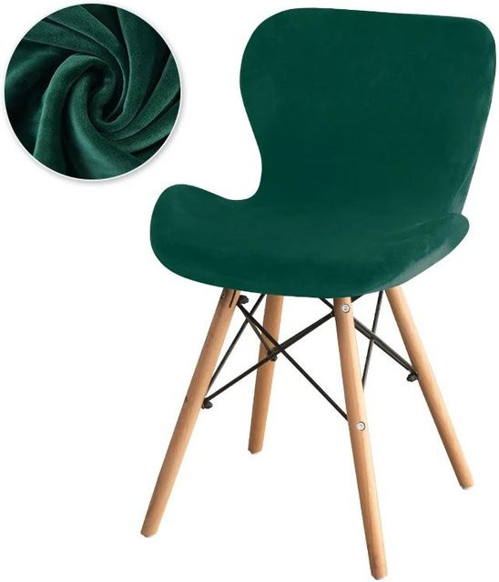 Bestbags Gebogener Schmetterlingsstuhlbezug aus Samt in Grün, Waschbarer Stretch-Überzug für Akzentstühle und Esshocker - Bild 1