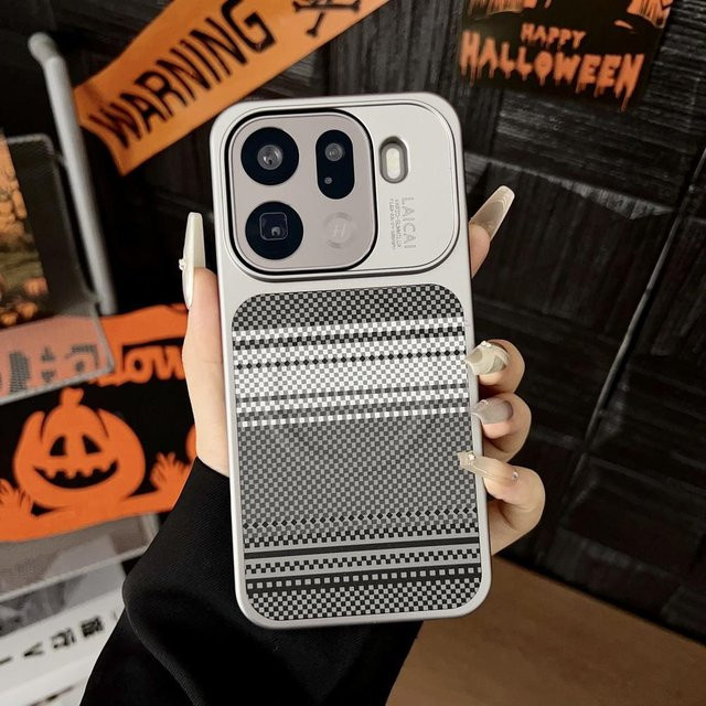 Magnetische Kevlar Carbonfaser Muster Handyhülle für OPPO Find X9 Pro und OPPO Find X9 mit kabellosem Laden und Linsenschutz in Schwarz - Bild 1