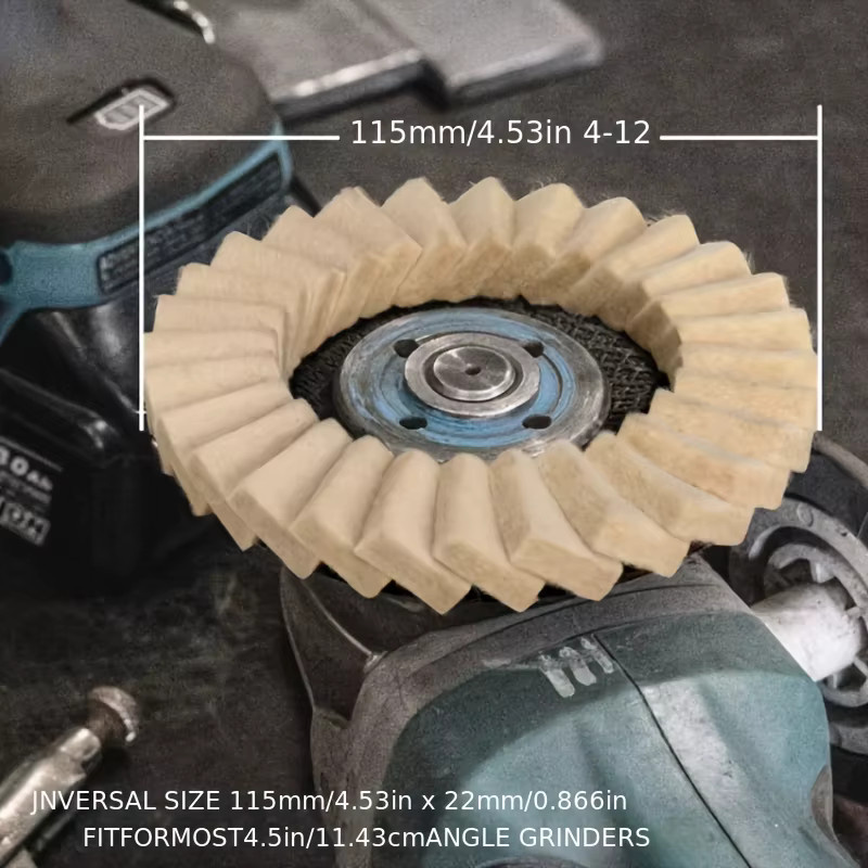 Wollfilz Polierpad für Winkelschleifer in Weiß, 4,5/5 Zoll Schleifscheibe zum Polieren von Metall, Glas und Keramik - Bild 3