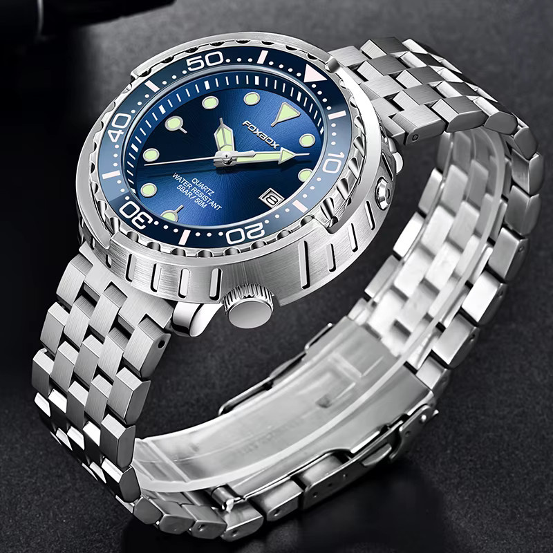 LIGE Armbanduhr Edelstahl, Quarz, Blau, Herren - Bild 2