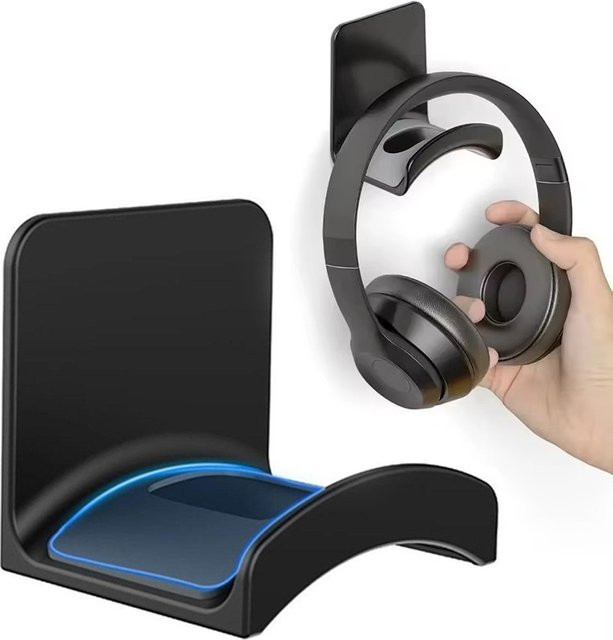 VORILYNEX Universeller Kopfhörerständer als selbstklebende Wandhalterung und Headset-Halterung unter dem Schreibtisch für Gaming-Kopfhörer in Schwarz oder Weiß - Bild 1