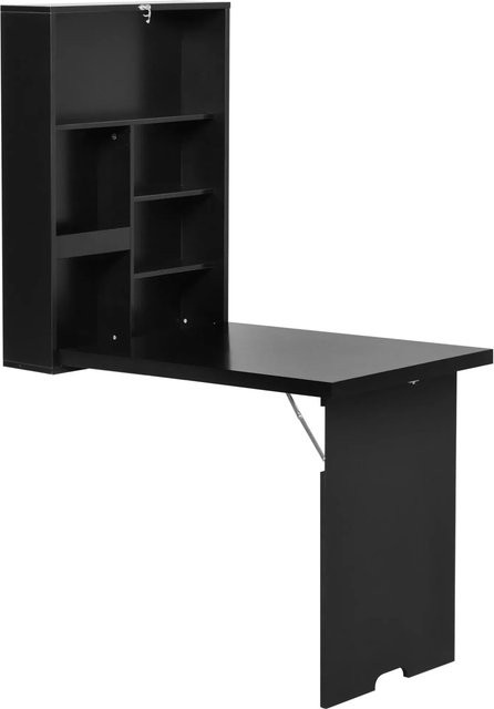 HOMCOM Klappschreibtisch mit klappbarer Tafel in Schwarz - Bild 1