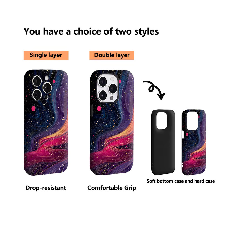 Kosmische Wirbel-Galaxie Handyhülle für Apple iPhone 17 16 15 14 13 12 Pro Max Plus, doppelschichtige Rückabdeckung, mehrfarbig - Bild 3