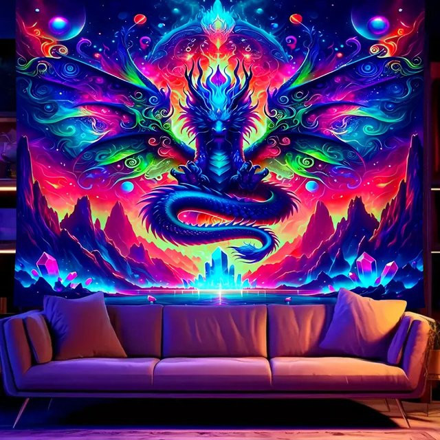 VIKAMA Wandteppich Fun Cat Explosion Cloud in Multicolour als abstrakte Wanddekoration für Wohnzimmer und Schlafzimmer - Bild 1