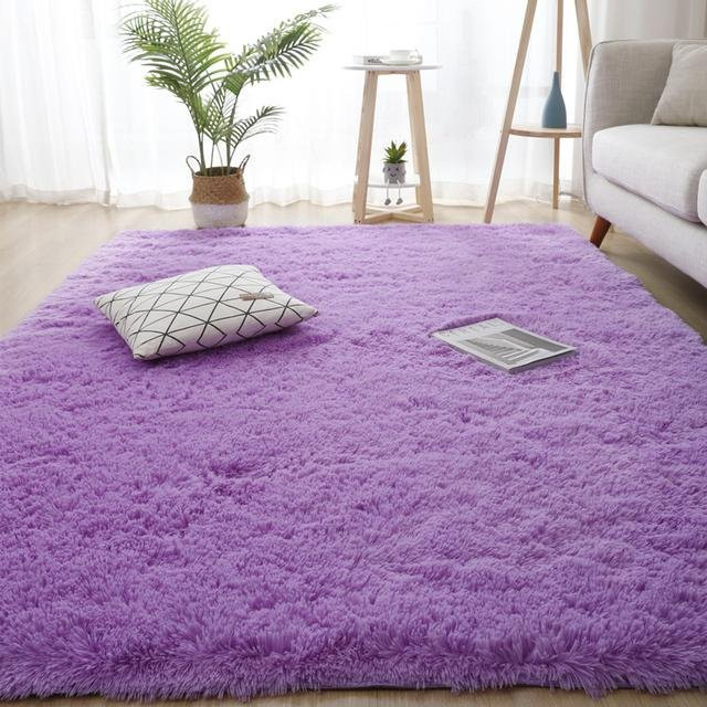 Yiran Furniture Flauschiger Teppich in Grau und Lila für Wohnzimmer, Schlafzimmer oder Kinderzimmer, B/T: 120 x 160 cm - Bild 1