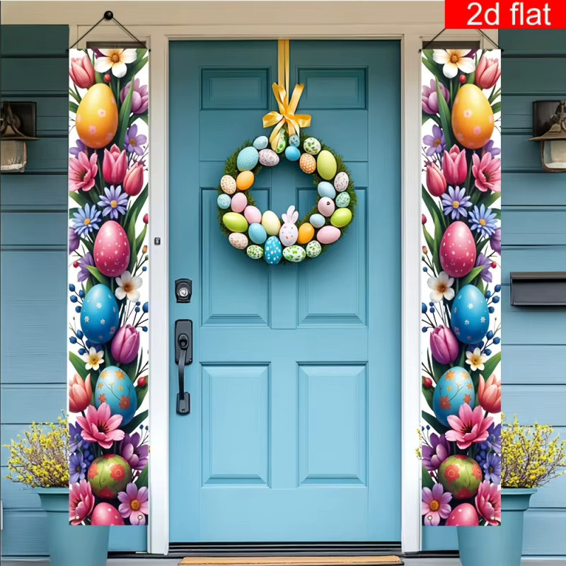 VIKAMA1 Oster-Blumenei Türkuplett mit floralem Design in Multicolour zur festlichen Dekoration für deine Haustür oder den Schlafzimmereingang - Bild 3