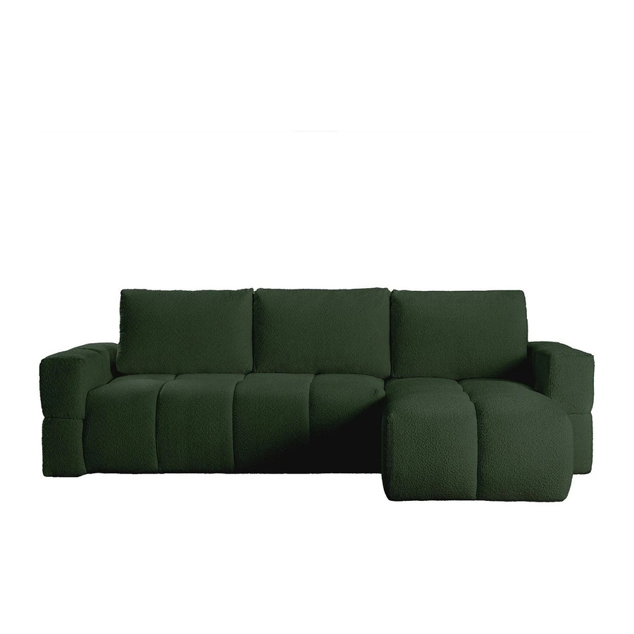Vente-unique Schlafsofa Issoro in Grün mit L-Form und Bouclé-Stoff, Breite: 301 cm - Bild 2