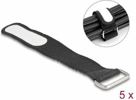 Delock Klettkabelbinder Schwarz 20 mm x 20 mm 5 Stück - Bild 1