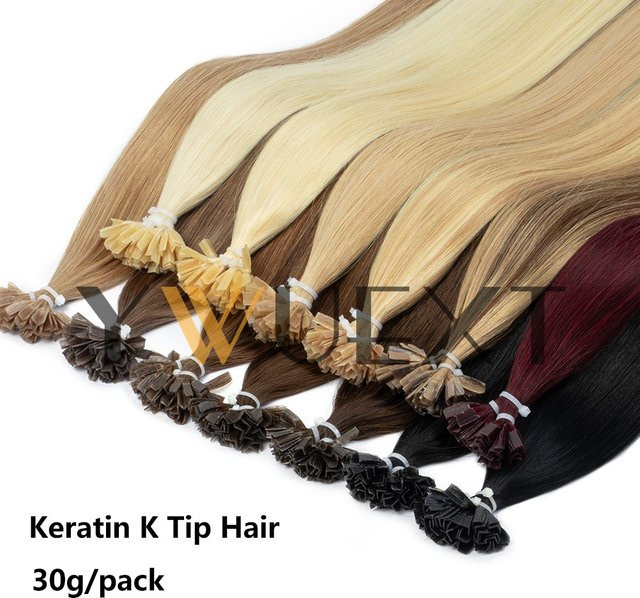 YWUEXT Keratin V-Tip Haarverlängerung Echthaar, Blond, Glatt, 30g - Bild 1
