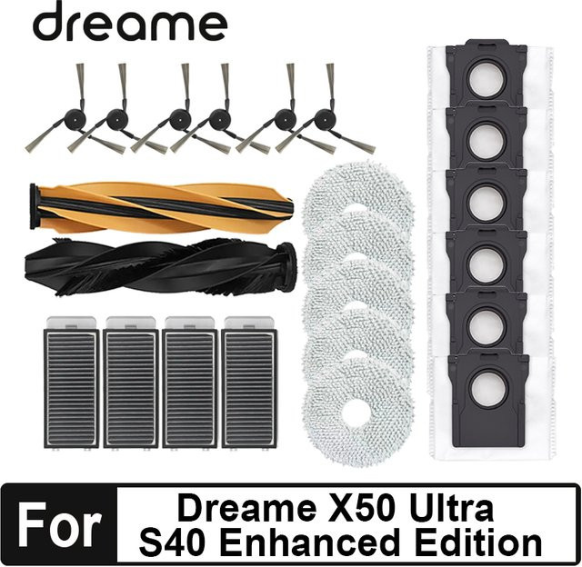 Dreame Ersatzteil-Set für X50 Ultra, L50 Pro Ultra und S40 Enhanced Edition mit Hauptbürste, Seitenbürste, Hepa-Filter, Wischmopp und Staubbeutel - Bild 1
