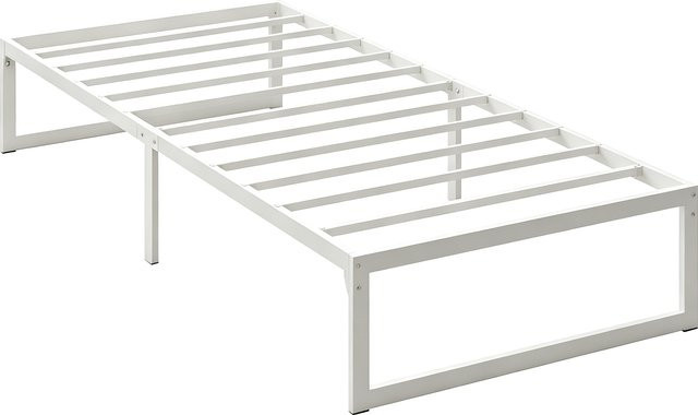 Aosom HOMCOM Bettgestell mit Stauraum und Lattenrost in Weiß, B/T/H: 200 x 90 x 32,5 cm - Bild 1