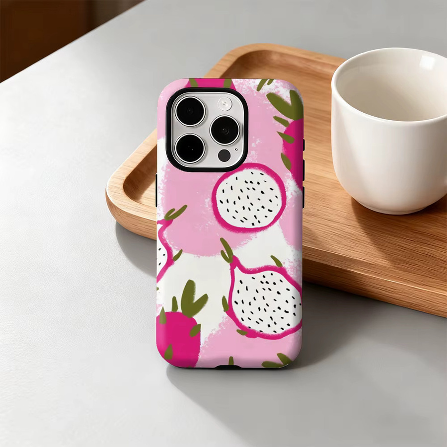 Dragon Fruit Delight Handyhülle für iPhone 17 16 15 14 13 12 Pro Max Plus mit doppelschichtiger Rückseite in Pink - Bild 4
