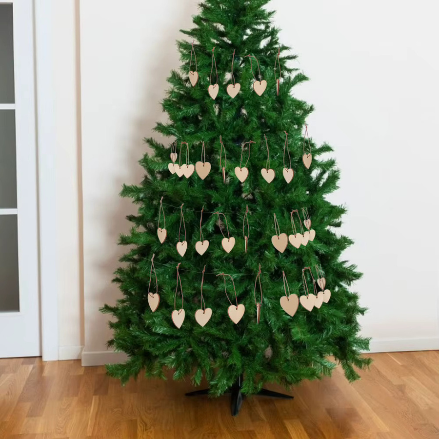 TOPINCN Herzförmige DIY-Handwerk-Hängedekoration aus Holz in Beige als Ornament für Hochzeit und Weihnachten - Bild 2