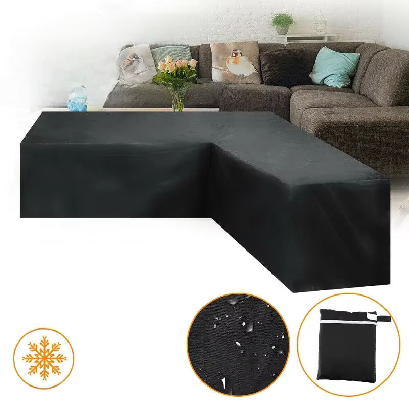 Wasserdichte Schutzhülle für L-förmige Rattan-Sofas in Schwarz - Bild 7