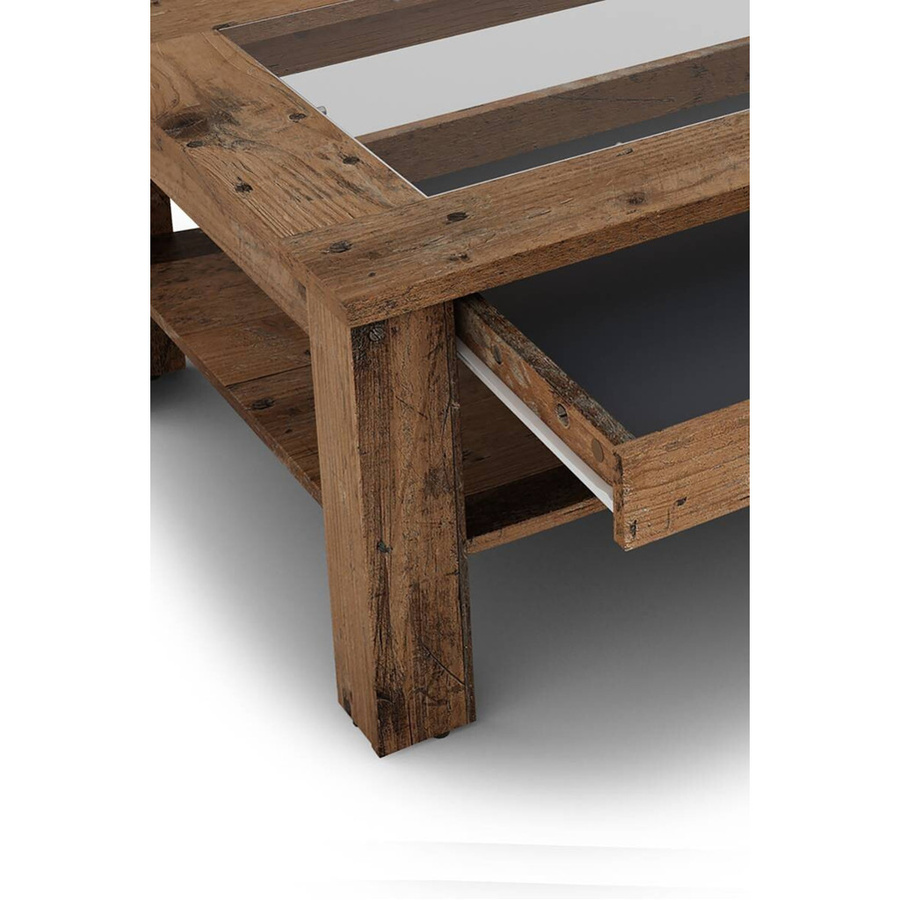 byLIVING Couchtisch RALPH in Old Wood Optik und Anthrazit mit Klarglas, Breite: 110 cm - Bild 4