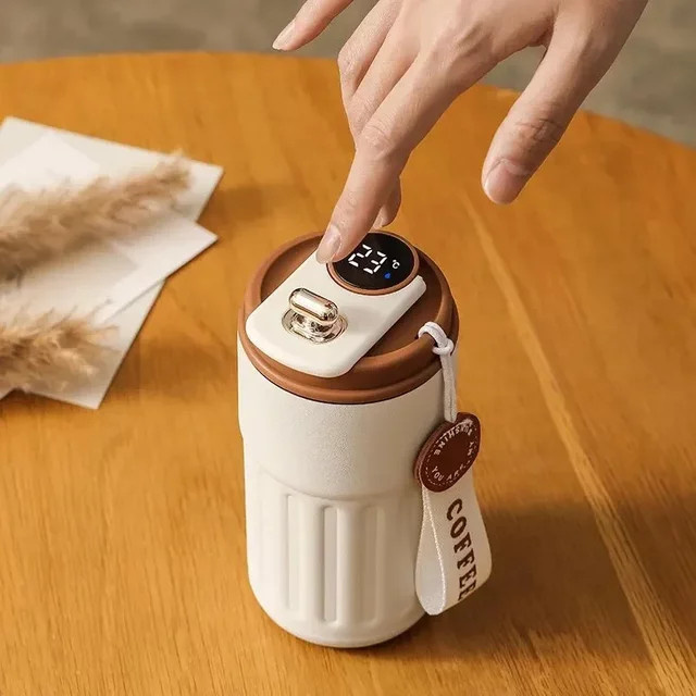 Intelligente Edelstahl Isolierte Tasse mit Temperaturanzeige in Weiß - Bild 1