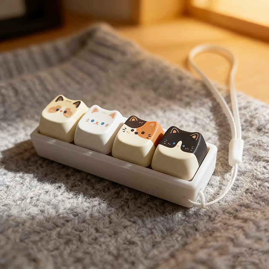 Schlüsselbandanhänger, weiße und schwarze Katze, Unisex, 7,9 x 2,4 cm - Bild 3