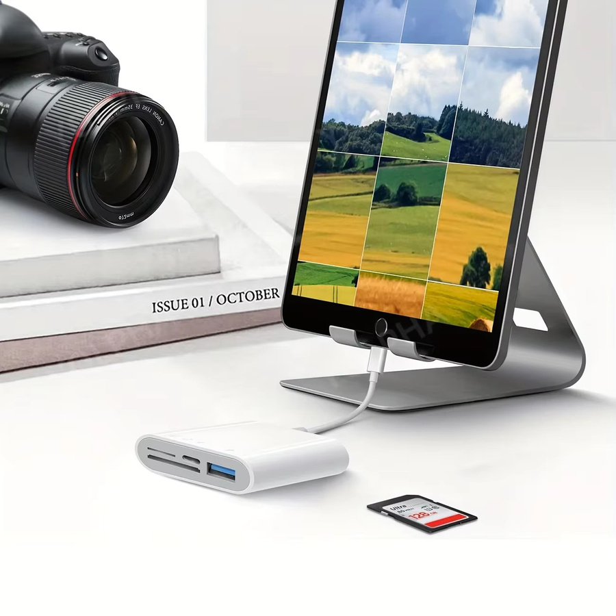 4-in-1 Typ-C Kartenleser für SD und TF Speicherkarten, Hochgeschwindigkeits USB-C Adapter für iPhone 16, 15 und Huawei, Farbe: Weiß - Bild 2
